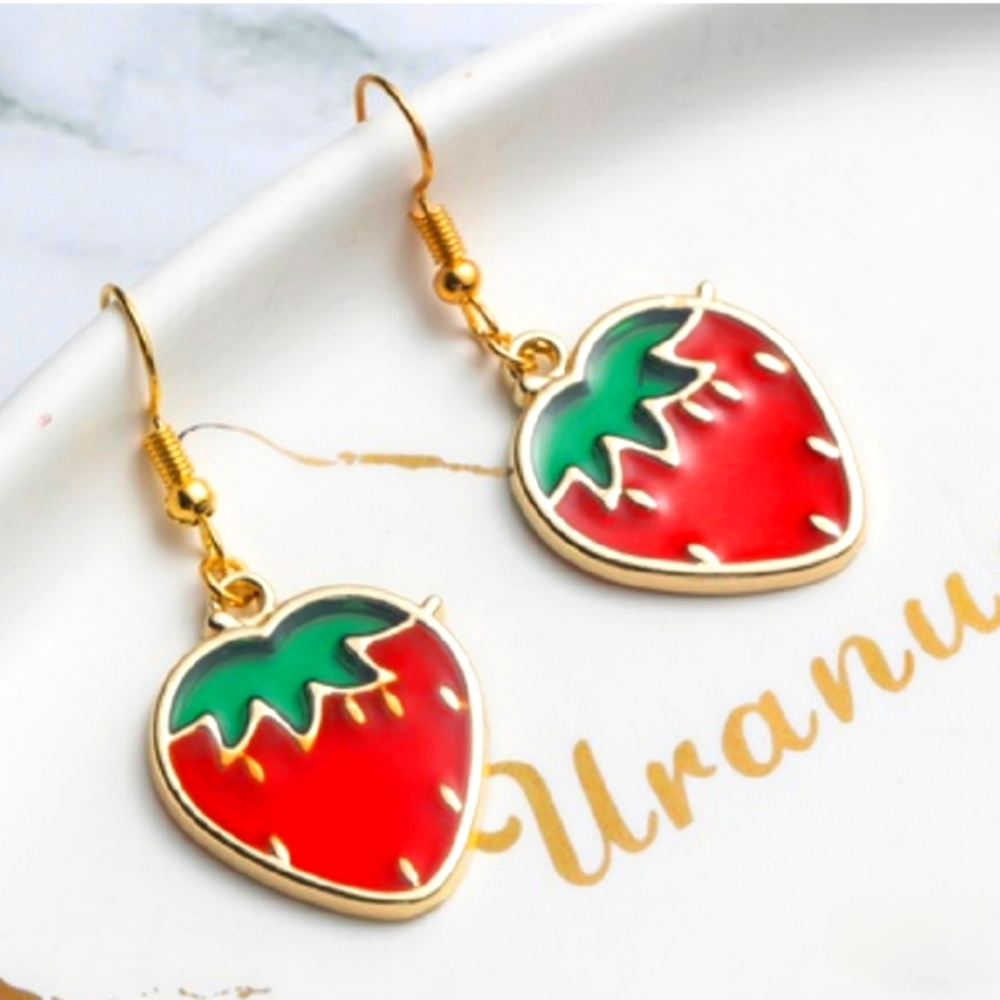 UHAVIT Women Creative Fruit Earrings - Strawberry